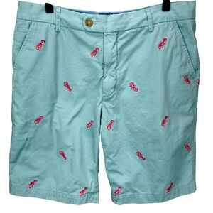 J. McLaughlin Mens Size 32 Lobster Embroidered Chino Shorts Mint Coastal